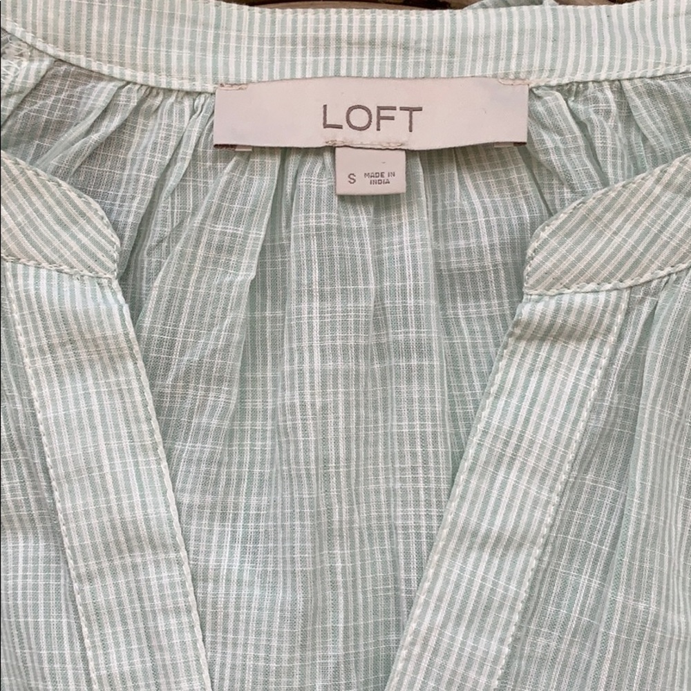 Loft Summer Stripe Cotton Voile Popover Top, S - Picture 2 of 4
